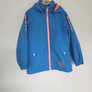 Color Kids Trail Boys Size Small 6 Full Zip Long Sleeve Hooded Rain Jacket Blue